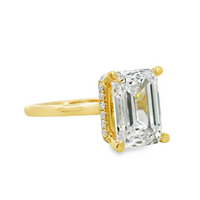 18kt Yellow Gold Lab-Grown Emerald Diamond and Natural Round Diamonds Hidden Halo Engagement Ring (4.71ct)