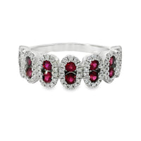 18kt White Gold Round Natural Rubies and Round Natural Diamonds Ring (1.16ct)