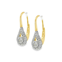 18kt Two-Tone Natural Round Diamond Lever Back Earrings (.37ct)