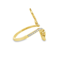 18kt White Gold Natural Round Diamond & Natural Round Tsavorite Garnet Snake Ring (.36ct)