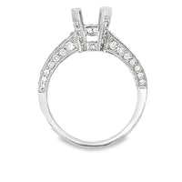 18kt White Gold Vintage Natural Diamonds Semi-Mount Ring (0.6ct)