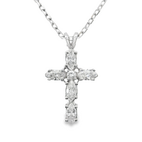 14kt White Gold Natural Diamond Cross Pendant (0.87ct)