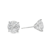 14kt White Gold Lab-Grown Round Diamond 3-Prong Martini Style Stud Earrings (4.02ct)