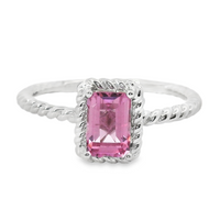 18kt White Gold Emerald Cut Natural Pink Sapphire Ring (.74ct)