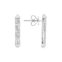 18kt White Gold Natural Baguette Diamond Bar Earrings (1.00ct)