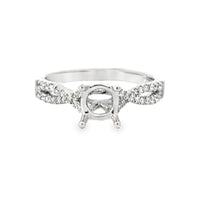 18kt White Gold Cross Over Natural Diamonds Semi-Mount Ring (0.23ct)