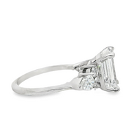 14kt White Gold Lab-Grown Emerald Cut & Pear Diamonds 3-Stone Engagement Ring (3.79ct)