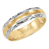 Artcarved 14kt Two-Tone 6mm Polished Center With Angled Edge Wedding Band