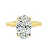 18kt Two-Tone Lab-Grown Oval Diamond and Natural Round Diamonds Hidden Halo Engagement Ring (2.18ct)