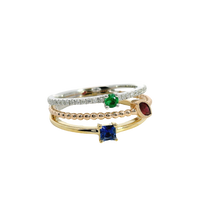 18kt Tri-Color Natural Diamond, Princess Sapphire, Marquise Ruby, and Round Emerald Fashion Ring (.51ct)