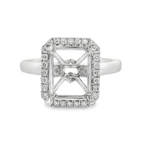 18kt White Gold Full-Cut Diamond Halo Semi-Mount Ring (.16ct)