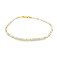 14kt Two-Tone 7" 1.5mm Fancy Link Bracelet (5.0g)