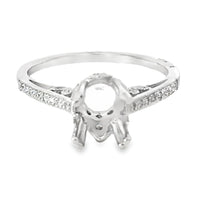 18K White Gold Antique Style Diamond Semi-Mount Engagement Ring (.17ct)