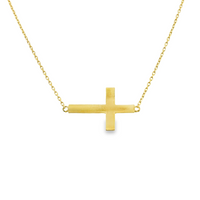 18kt Yellow Gold 7.5" Sideways Cross Cable Link Style Bracelet (1.14g)