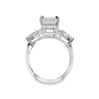 14kt White Gold Lab-Grown Emerald Cut & Pear Diamonds 3-Stone Engagement Ring (3.79ct)
