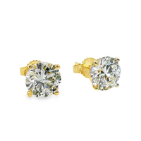14kt Yellow Gold Lab-Grown Round Diamond Four-Prong Martini Style Stud Earrings (3.01ct)