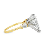 18kt Two-Tone Gold Lab-Grown Pear & Round Diamonds Engagement Ring (3.71ct)