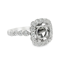 18kt White Gold Natural Round Diamond Halo Semi-Mount Ring (0.95ct)