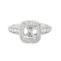 18kt White Gold Halo Natural Diamonds Semi-Mount Ring (1.02ct)