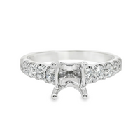 18kt White Gold Natural Full-Cut Diamond Semi-Mount Ring (.76ct)