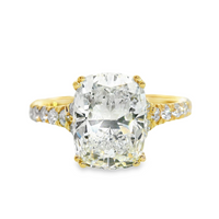 14kt Yellow Gold Lab-Grown Cushion and Round Diamonds Engagement Ring (3.54ct)