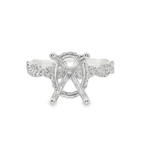 18kt White Gold Natural Round Diamond Hidden Halo Semi-Mount Ring (.49ct)