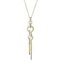 Oro Alexander 14kt Yellow Gold Natural Diamonds Circles and Sticks Drop Necklace (.36ct)
