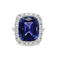 18kt White Gold Natural Cushion Tanzanite and Natural Diamond Ring (8.02ctw)
