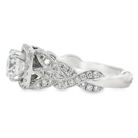 18kt White Gold Natural Round Brilliant Diamond Halo Engagement Ring (1.58ct)