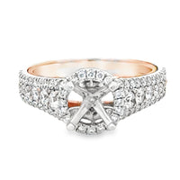 18kt Tu-Tone Gold Halo Natural Diamonds Semi-Mount Ring (0.81ct)