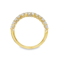 18kt Yellow Gold Natural Round Diamond Chevron Wedding Ring (.62ct)