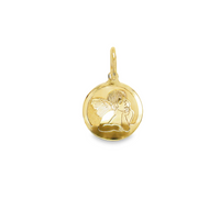 18kt Yellow Gold Italian Made Cherub Disc Charm (.99g)