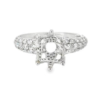 18kt White Gold Pave Natural Diamonds Semi-Mount Ring (0.85ct)