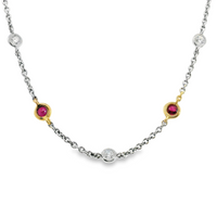 18kt White Gold 36" Natural Ruby and Diamonds By the Yard Necklace (3.56ct)