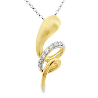 18kt Two-Tone Natural Rlund Diamond Freeform Pendant (.13ct)