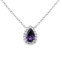 18kt White Gold Natural Diamonds And Simulant Created Sapphire Pendant (0.46ct)