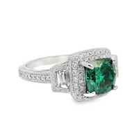 18kt White Gold Natural Cushion Moissanite and Natural Diamond Halo Ring (2.88ct)