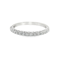 18kt White Gold Natural Round Diamond French Pave Wedding Ring (0.30ct)