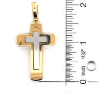 18kt Two-Tone Gold Italian Made Cross Pendant (14.93g)