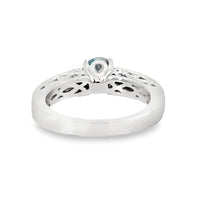 18kt White Gold Round Natural Zircon and Round Natural Diamonds Ring (1.66ct)