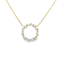 18kt Yellow Gold Natural Round and Marquise Diamond Circle Pendant (.30ct)