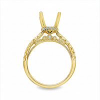 18kt Yellow Gold Full-Cut Round Diamond Hidden Halo Semi-Mount Ring (.47ct)