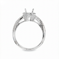 18kt White Gold Full-Cut and Baguette Diamond Oval Semi-Mount Ring (.53ct)