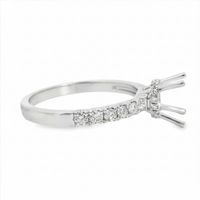 18kt White Gold Full-Cut Diamond Hidden Halo Semi-Mount Ring (.38ct)