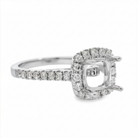 18kt White Gold Full-Cut Diamond Halo Semi-Mount Ring (.37ct)
