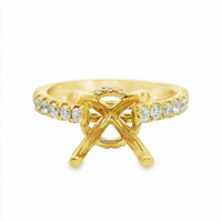 18kt Yellow Gold Full-Cut Round Diamond Hidden Halo Semi-Mount Ring (.47ct)