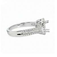 18kt White Gold Full-Cut and Baguette Diamond Oval Semi-Mount Ring (.53ct)