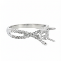 18kt White Gold Natural Diamond Twisted Shank Semi-Mount Ring (.23ct)