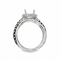 18kt White Gold Natural Full-Cut Diamond Halo Semi-Mount Ring Set (1.09ct)