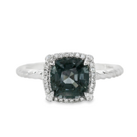 18kt White Gold Natural Cushion Sapphire and Natural Round Diamond Ring (1.71ct)